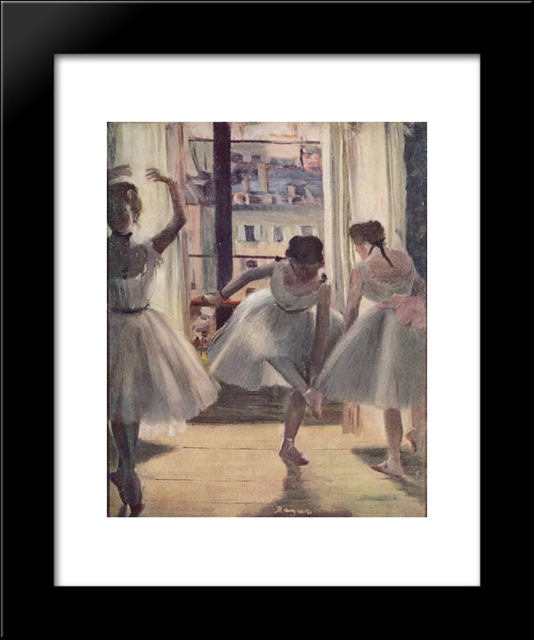 Three Dancers In An Exercise Hall 20x24 Black Modern Wood Framed Art Print Poster by Degas, Edgar