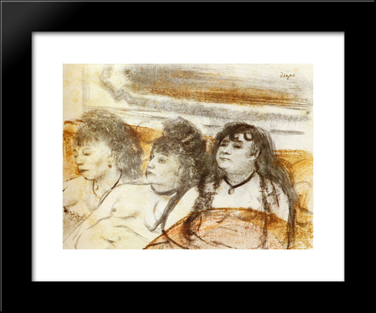 Three Girls Sitting En Face 20x24 Black Modern Wood Framed Art Print Poster by Degas, Edgar