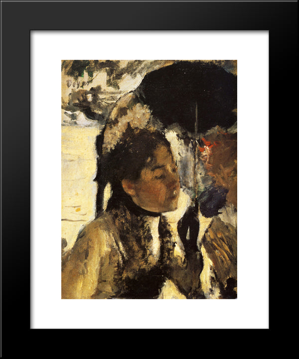Tuileries, The Woman With A Parasol 20x24 Black Modern Wood Framed Art Print Poster by Degas, Edgar