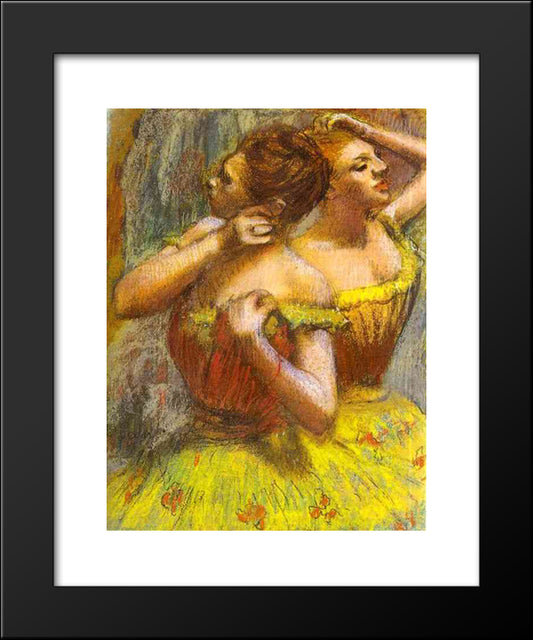 Two Dancers (Pastel On Paper) 20x24 Black Modern Wood Framed Art Print Poster by Degas, Edgar