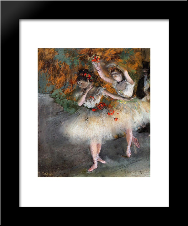 Two Dancers Entering The Stage 20x24 Black Modern Wood Framed Art Print Poster by Degas, Edgar