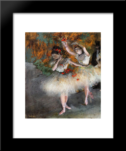 Two Dancers Entering The Stage 20x24 Black Modern Wood Framed Art Print Poster by Degas, Edgar