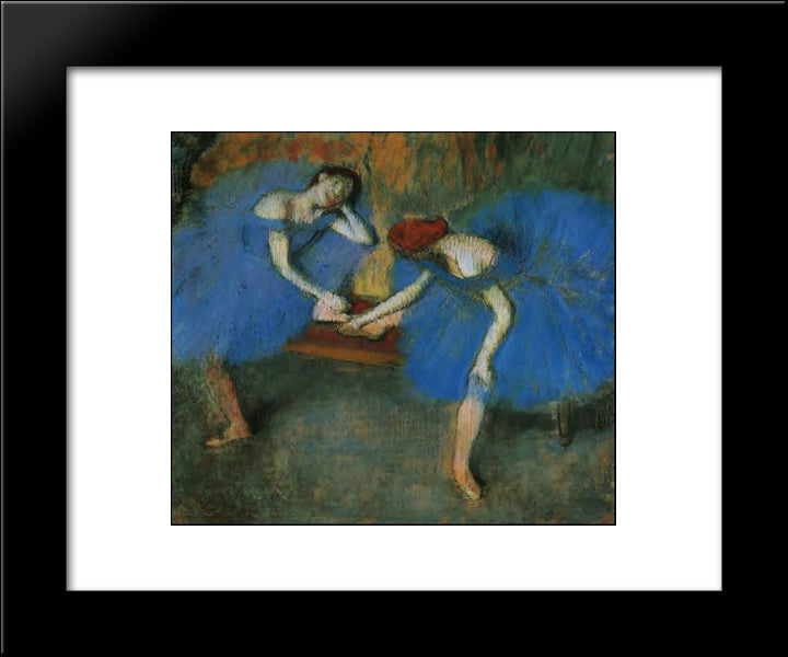 Two Dancers In Blue 20x24 Black Modern Wood Framed Art Print Poster by Degas, Edgar