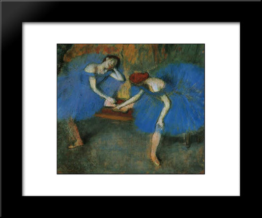 Two Dancers In Blue 20x24 Black Modern Wood Framed Art Print Poster by Degas, Edgar