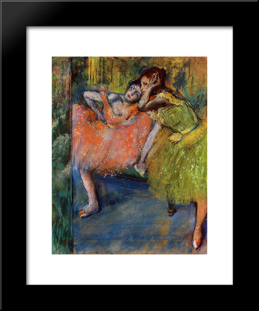 Two Dancers In The Foyer 20x24 Black Modern Wood Framed Art Print Poster by Degas, Edgar
