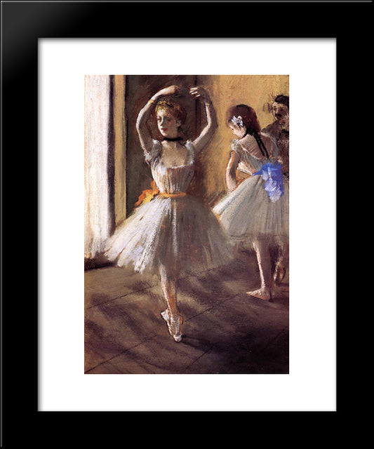 Two Dancers In The Studio (Dance School) 20x24 Black Modern Wood Framed Art Print Poster by Degas, Edgar