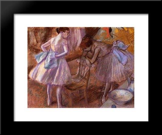 Two Dancers In Their Dressing Room 20x24 Black Modern Wood Framed Art Print Poster by Degas, Edgar
