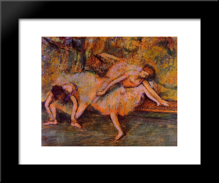 Two Dancers On A Bench 20x24 Black Modern Wood Framed Art Print Poster by Degas, Edgar