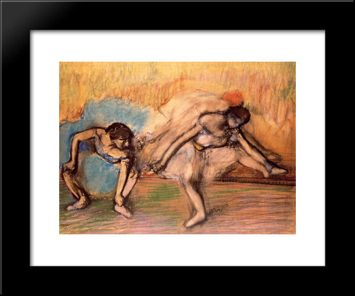 Two Dancers Resting 20x24 Black Modern Wood Framed Art Print Poster by Degas, Edgar