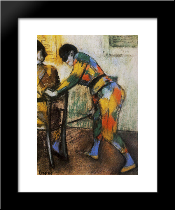 Two Harlequins 20x24 Black Modern Wood Framed Art Print Poster by Degas, Edgar