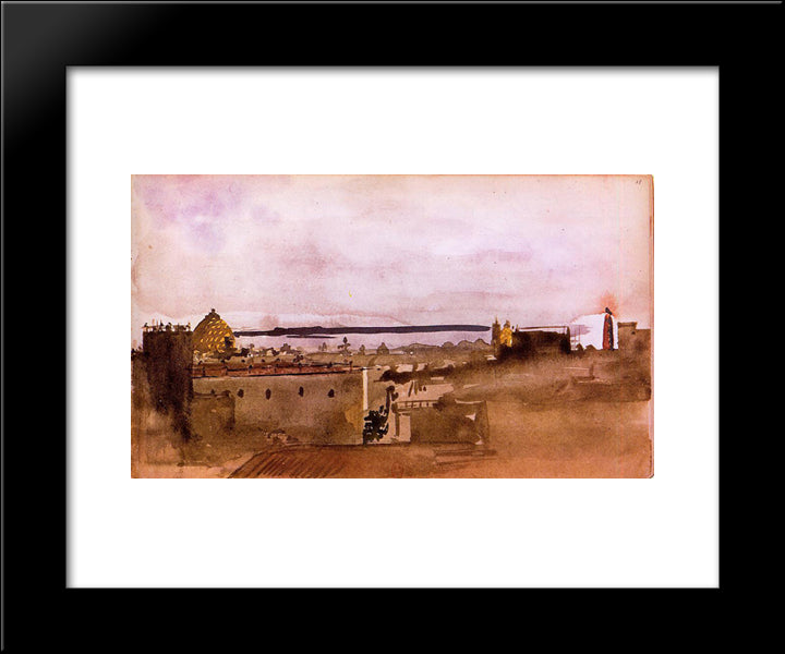 View Of Naples 20x24 Black Modern Wood Framed Art Print Poster by Degas, Edgar