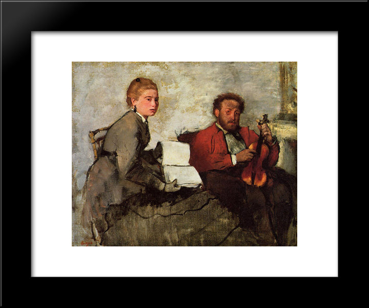Violinist And Young Woman 20x24 Black Modern Wood Framed Art Print Poster by Degas, Edgar