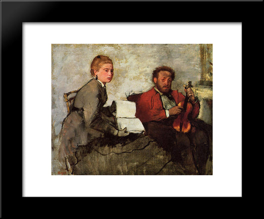 Violinist And Young Woman 20x24 Black Modern Wood Framed Art Print Poster by Degas, Edgar