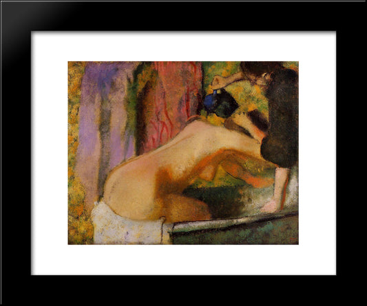 Woman At Her Bath 20x24 Black Modern Wood Framed Art Print Poster by Degas, Edgar