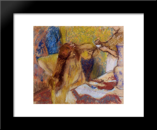 Woman At Her Toilette 20x24 Black Modern Wood Framed Art Print Poster by Degas, Edgar
