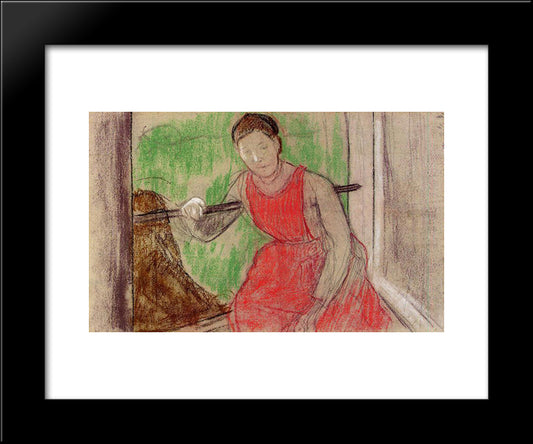 Woman At The Window 20x24 Black Modern Wood Framed Art Print Poster by Degas, Edgar