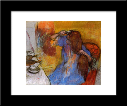 Woman Brushing Her Hair 20x24 Black Modern Wood Framed Art Print Poster by Degas, Edgar