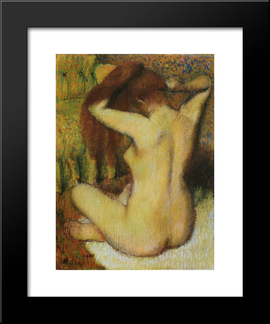 Woman Combing Her Hair 20x24 Black Modern Wood Framed Art Print Poster by Degas, Edgar