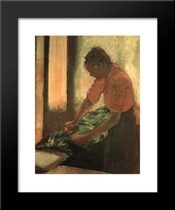 Woman Ironing 20x24 Black Modern Wood Framed Art Print Poster by Degas, Edgar