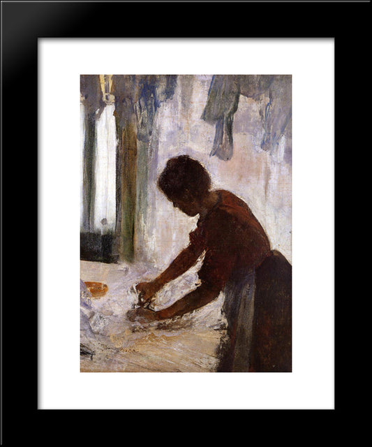 Woman Ironing (Silhouette) 20x24 Black Modern Wood Framed Art Print Poster by Degas, Edgar