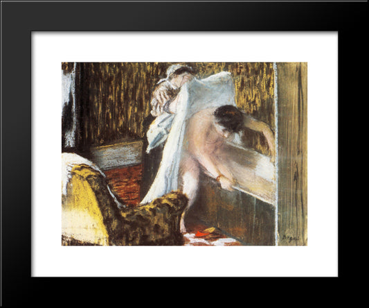 Woman Leaving Her Bath 20x24 Black Modern Wood Framed Art Print Poster by Degas, Edgar