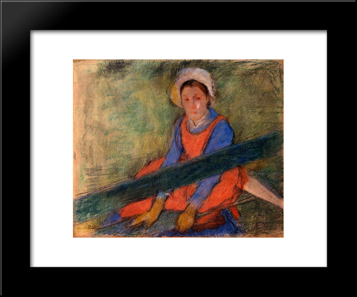 Woman Seated On A Bench 20x24 Black Modern Wood Framed Art Print Poster by Degas, Edgar
