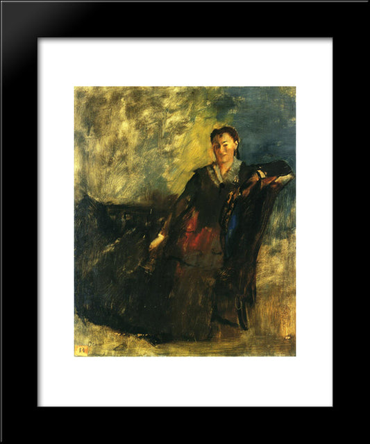 Woman Seated On A Canape 20x24 Black Modern Wood Framed Art Print Poster by Degas, Edgar