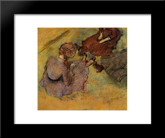 Woman Seated On The Grass 20x24 Black Modern Wood Framed Art Print Poster by Degas, Edgar