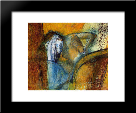 Woman Seen From Behind, Drying Hair 20x24 Black Modern Wood Framed Art Print Poster by Degas, Edgar