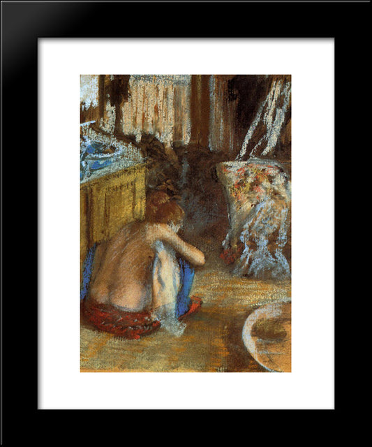 Woman Squatting 20x24 Black Modern Wood Framed Art Print Poster by Degas, Edgar