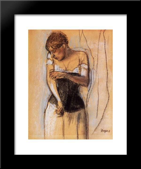 Woman Touching Her Arm 20x24 Black Modern Wood Framed Art Print Poster by Degas, Edgar