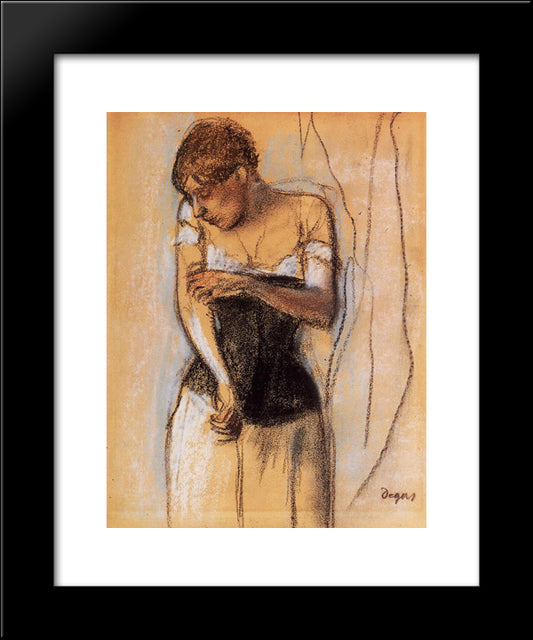 Woman Touching Her Arm 20x24 Black Modern Wood Framed Art Print Poster by Degas, Edgar