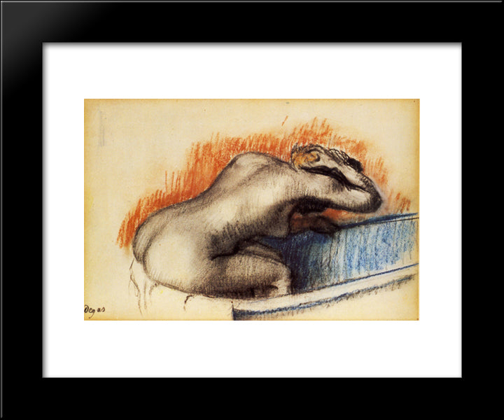 Woman Washing In The Bath 20x24 Black Modern Wood Framed Art Print Poster by Degas, Edgar