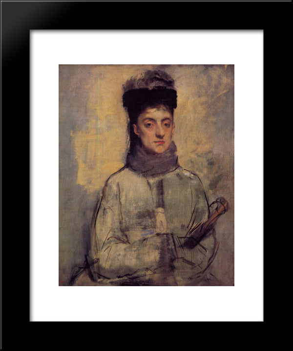 Woman With An Umbrella 20x24 Black Modern Wood Framed Art Print Poster by Degas, Edgar