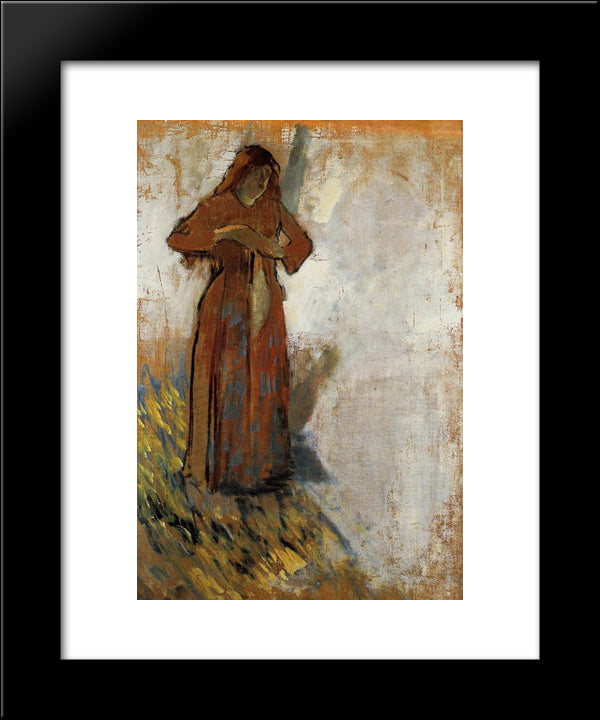 Woman With Loose Red Hair 20x24 Black Modern Wood Framed Art Print Poster by Degas, Edgar