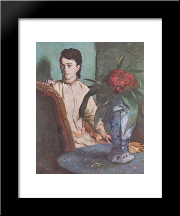 Woman With The Oriental Vase 20x24 Black Modern Wood Framed Art Print Poster by Degas, Edgar