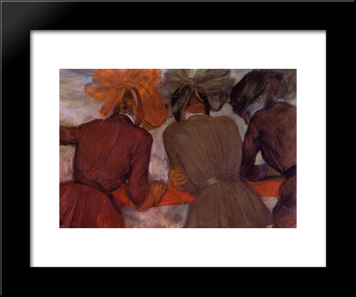 Women Leaning On A Railing 20x24 Black Modern Wood Framed Art Print Poster by Degas, Edgar