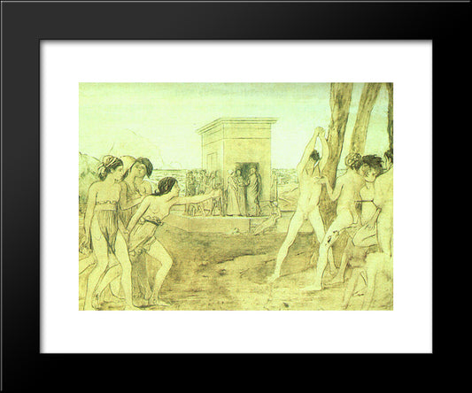 Young Spartans Exercising 20x24 Black Modern Wood Framed Art Print Poster by Degas, Edgar