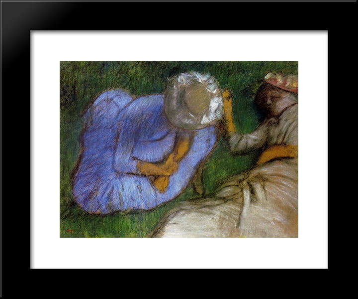 Young Women Resting In A Field 20x24 Black Modern Wood Framed Art Print Poster by Degas, Edgar