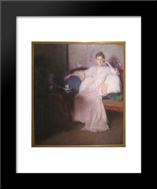 Arrangement In Pink And Gray (Afternoon Tea) 20x24 Black Modern Wood Framed Art Print Poster by Tarbell, Edmund Charles