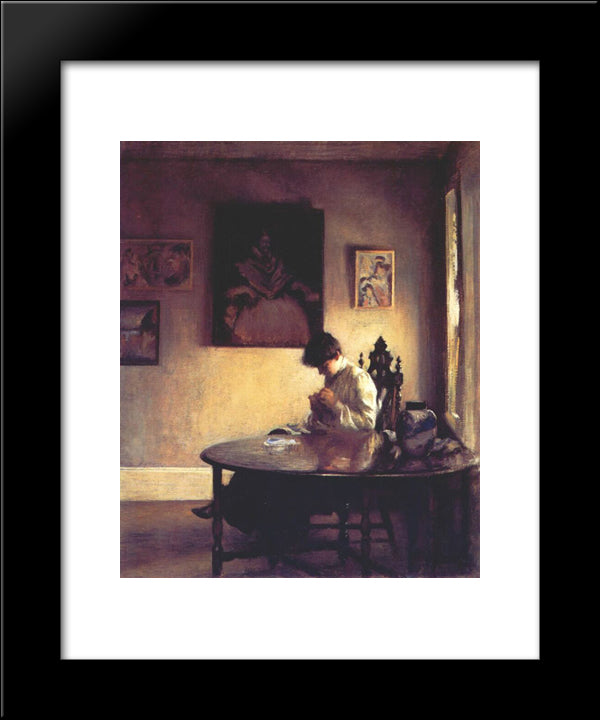 Girl Crotcheting 20x24 Black Modern Wood Framed Art Print Poster by Tarbell, Edmund Charles