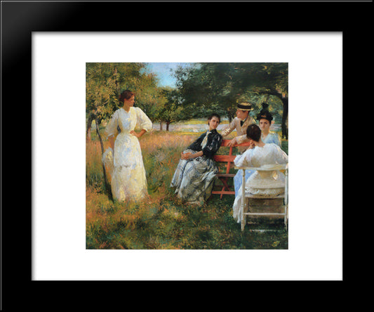 In The Orchard 20x24 Black Modern Wood Framed Art Print Poster by Tarbell, Edmund Charles