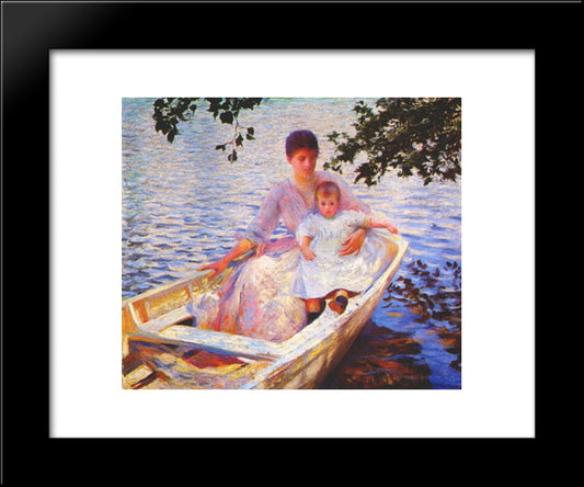 Mother And Child In A Boat 20x24 Black Modern Wood Framed Art Print Poster by Tarbell, Edmund Charles