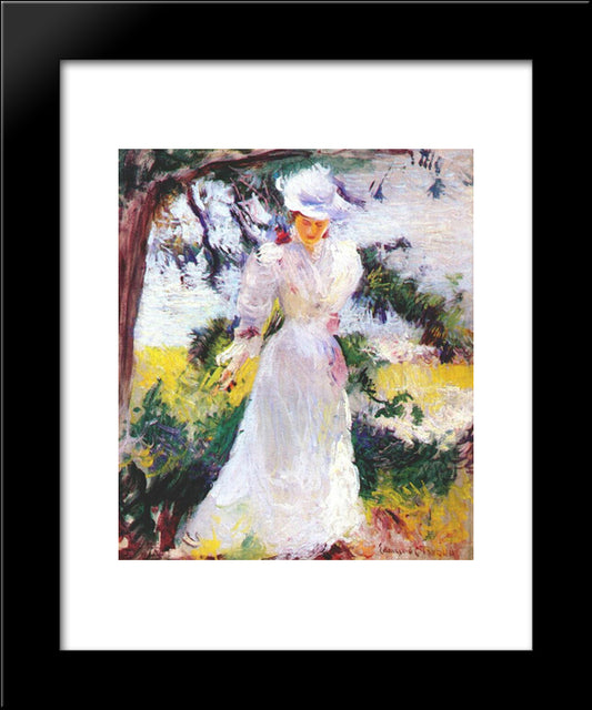 My Wife Emeline In A Garden 20x24 Black Modern Wood Framed Art Print Poster by Tarbell, Edmund Charles