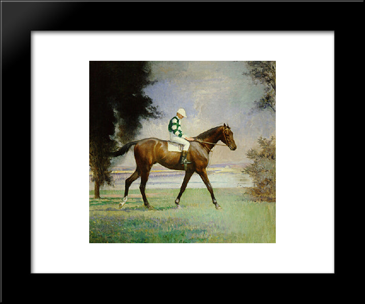 Thoroughbred With Jockey Up 20x24 Black Modern Wood Framed Art Print Poster by Tarbell, Edmund Charles