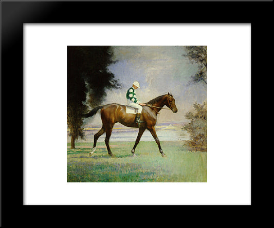 Thoroughbred With Jockey Up 20x24 Black Modern Wood Framed Art Print Poster by Tarbell, Edmund Charles