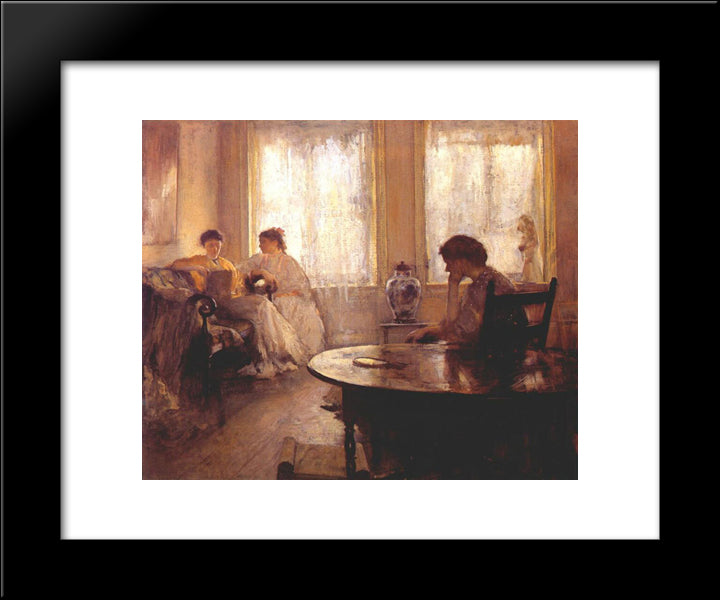 Three Firls Reading 20x24 Black Modern Wood Framed Art Print Poster by Tarbell, Edmund Charles