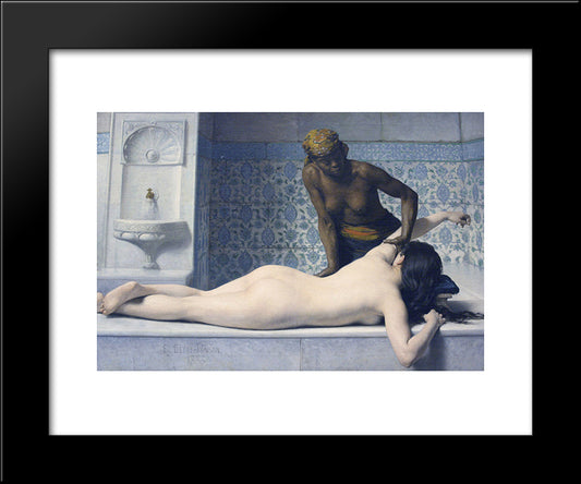 Le Massage Au Hamam 20x24 Black Modern Wood Framed Art Print Poster by Debat-Ponsan, Jacques