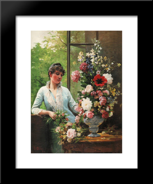 Preparing The Flower Arrangement 20x24 Black Modern Wood Framed Art Print Poster by Debat-Ponsan, Jacques