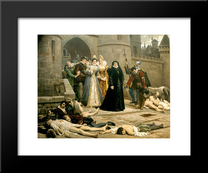 Un Matin Devant La Porte Du Louvre 20x24 Black Modern Wood Framed Art Print Poster by Debat-Ponsan, Jacques